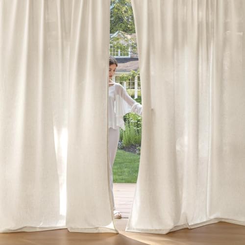 MIULEE Non-See-Through Privacy Linen Curtains 52W x 84L Inch Cream
