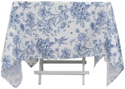 Efavormart Polyester Square Tablecloth 70"x70" White with Blue French