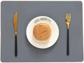 Placemats Set Grey Christmas Round Silver Square Table wipeable Brown