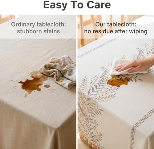Cotton Linen Blend Tablecloth, 55 x 70 in, Grey Wheat