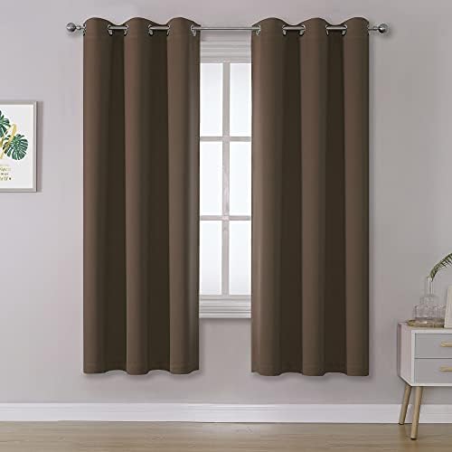 DUALIFE Brown Curtains 72 Inch Length 2 Panels Coffee Color Curtains