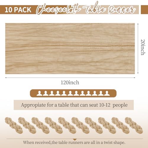 10 Pack Beige Table Runner 10Ft Cheesecloth Table Runner Boho Gauze