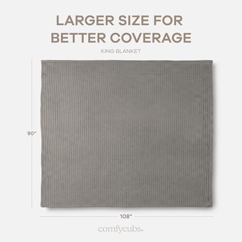 Comfy Cubs Waffle Blanket King, 108" x 90" - 100% Cotton Lightweight