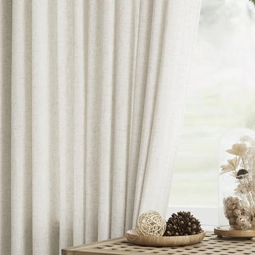 Central Park Natural Semi Sheer Grommet Curtain Linen Blended, 60"