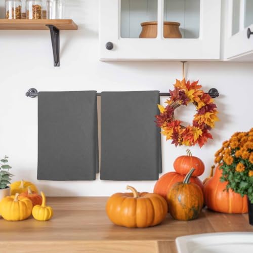 Charcoal Gray Kitchen Towels Set of 4 Vintage Minimalist Solid Color