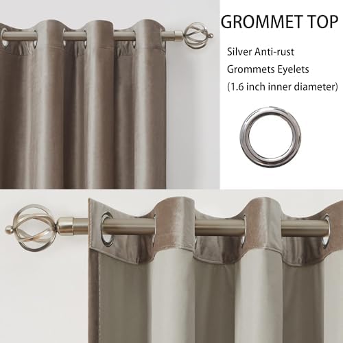 BULBUL 100% Blackout Velvet Curtains for Living Room 2 Panels, Tqupe