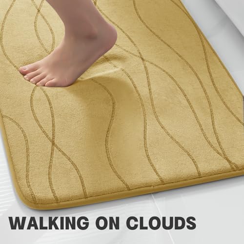 YIHOUSE Bathroom Rugs Set 5 Piece, Memory Foam Bath Mat Beige