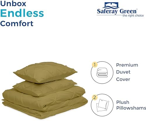 Full/Queen 3-Piece Pintuck Duvet Cover, 90x90, Toupe