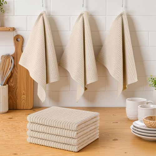 Homaxy 100% Cotton Kitchen Dish Cloths 6 Pack, 12"x12" Dish Rags