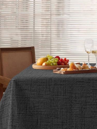 Dark Grey Linen Pattern Rectangle Tablecloth 60 x 120 Inches Country