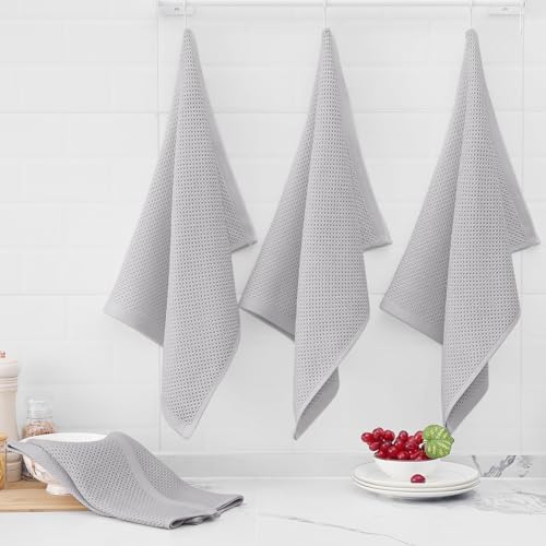 Homaxy 100% Cotton Oversized Waffle Weave Kitchen Towels 4-Pack, Light