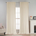 SMILETIME 52" x 96" Ivory White Back Tab Velvet Curtains, 2-Panel Set