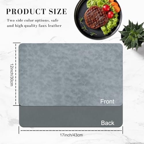 Faux Leather Placemats, Set of 4, 12''×17' Textures on Both Sides