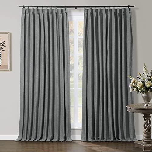 TWOPAGES 52W x 108L Inches Linen Cotton Curtain Heavyweight Breathable