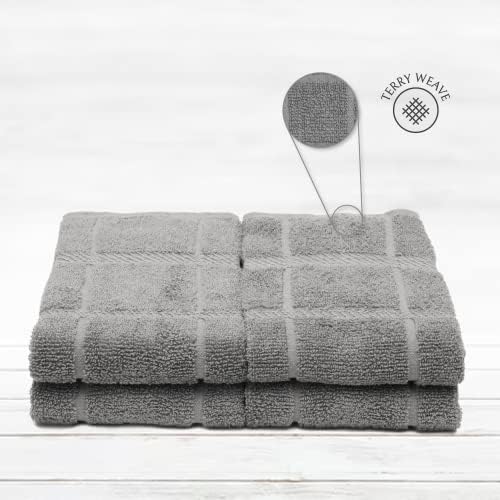 100% Cotton Terry Dish Towels, 4 Pack Plain, 16 x26 Inches, Super Soft