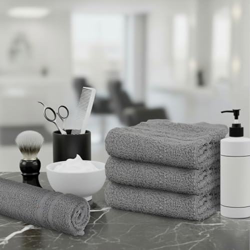Hand Towels (Pack of 24) Grey Economy Salon Towels - 100% Cotton Spa