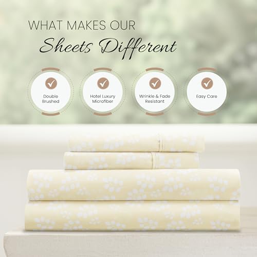 Linen Market 4 Piece Full Bedding Sheet Set (Ivory Wheatfield) - Sleep
