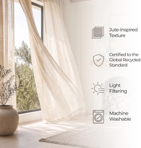 D'Moksha Homes Faux Linen Curtain Beige and Cream Curtain 108 Inches