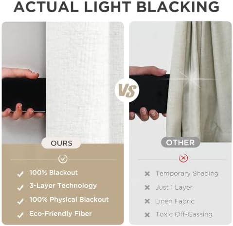 Joydeco Ivory Blackout Curtains 108 Inches Long, Light Blocking