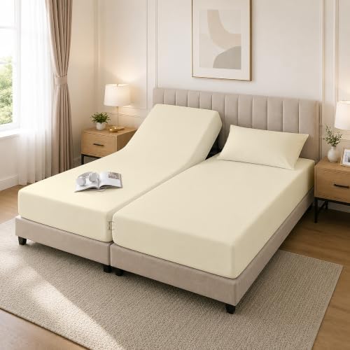 EDMUND®️ - Split King Size Sheets Set - 100% Cotton Split (39x80 Inch)