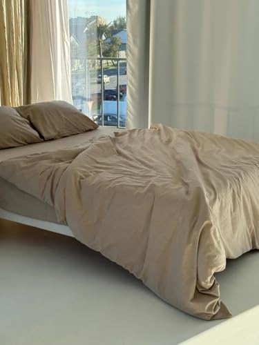 Gaytri Handicraft Light Beige Linen Duvet Cover Set. King Queen Full