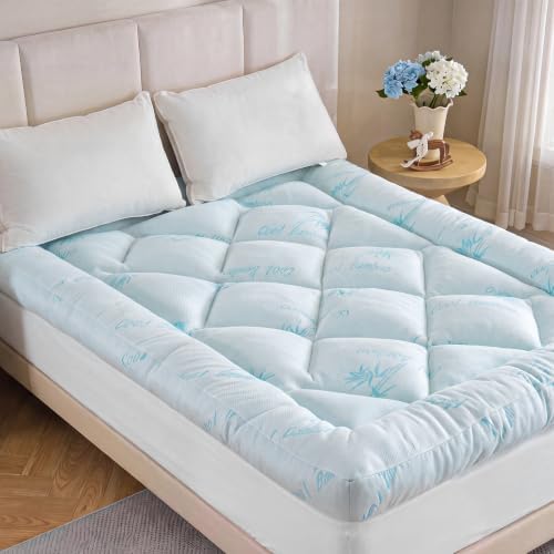DOWNCOOL 5 Inch Cooling Queen Mattress Topper, Bamboo Viscose Air