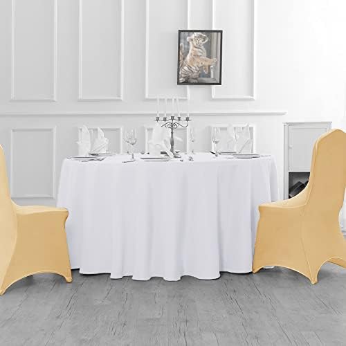6 Pack White Round Tablecloths 70 Inches Table Cloth Stain and Wrinkle