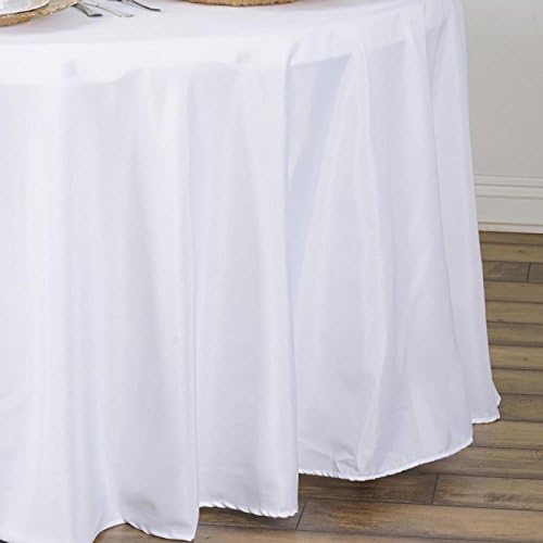 TABLECLOTHSFACTORY 90 Inch White Round Tablecloth - Linens Polyester