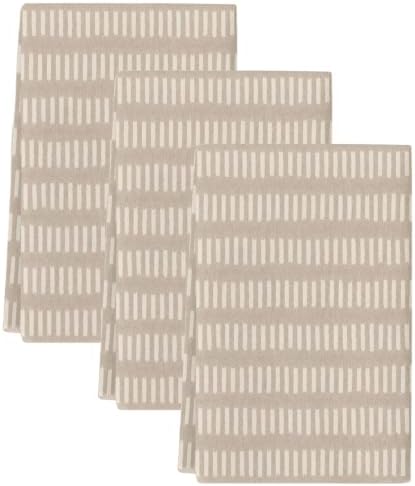 Brown Stripes Retro Kitchen Towels Set of 3, Water Absorbent Dish
