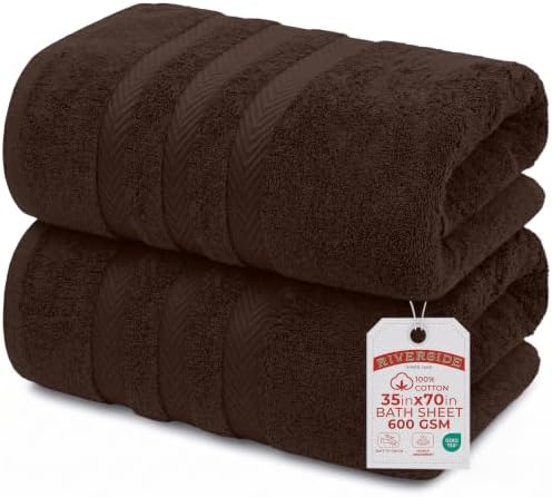 RIVERSIDE Pack of 2 Extra Large Bath Sheets 35 x 70 Inches, 100% Ring