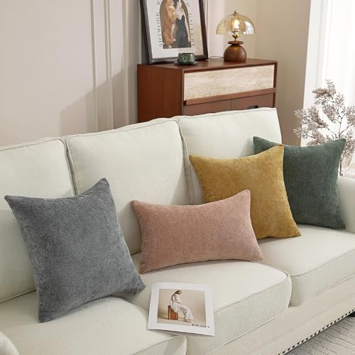 TAOSON Set of 2 Black Chenille Throw Pillow Covers, 18x18 Inch Sparkle