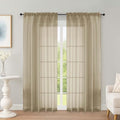 OWENIE Taupe Sheer Curtains 72 Inch Long 2 Panels for Living Room 59"