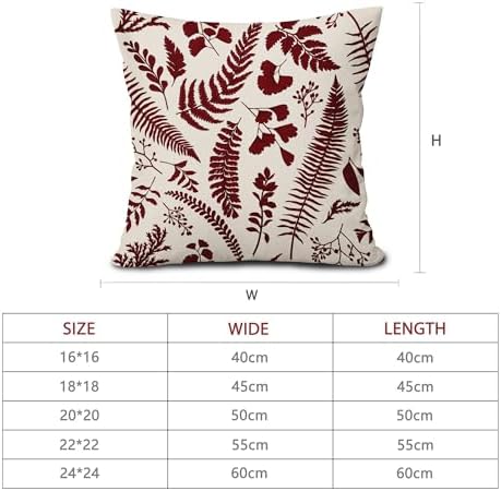 Burgundy Leaf Plant Pillow Covers 18X18 Inch Set of 2 Tropical Fern