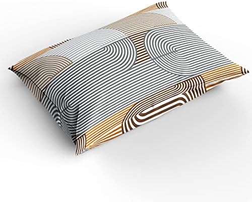 Duvet Cover Set Queen, Grey Stripes Abstract Geometric 3 Piece Bedding