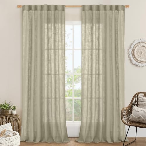 LAMIT Linen Curtains for Living Room 84 inch Length 2 Panels