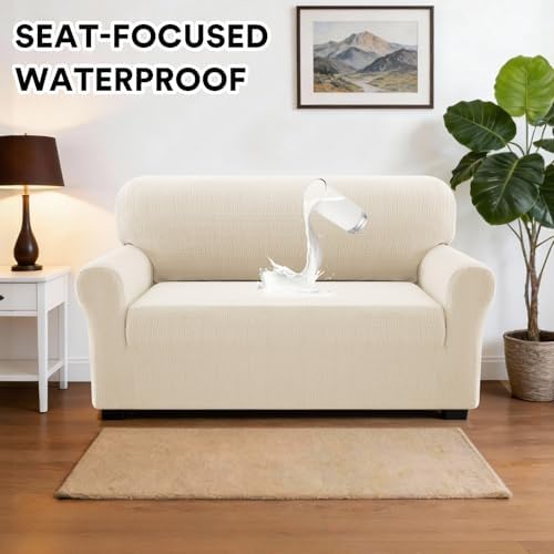 PrinceDeco Waterproof Couch Cover for 2 Cushion Loveseat