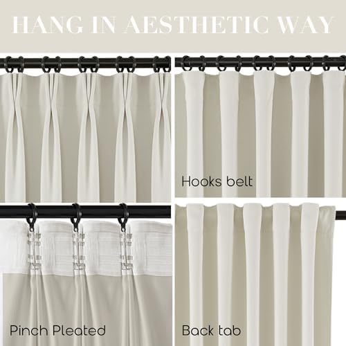 SHINELAND Rod Pocket Room Darkening Curtains for Bedroom, Soft Smooth