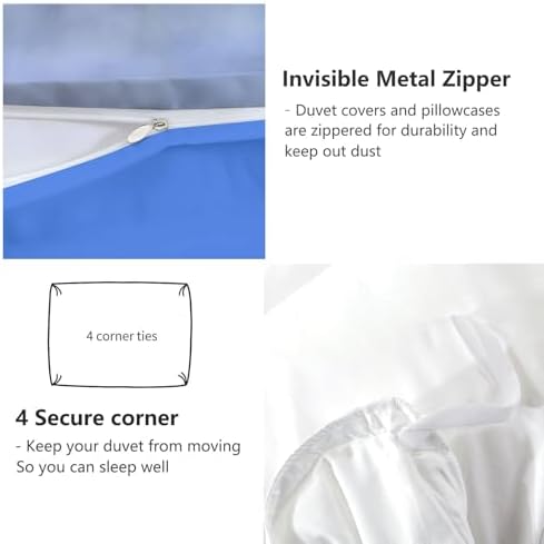 California King Duvet Cover Set Modern Blue Sky White Clouds Soft