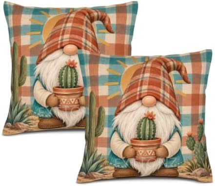 Plaid Pillow Covers 22x22 Inch Set of 2 Linen for Southwestern