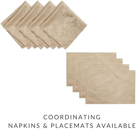 Caiden Elegance Damask Tablecloth, Taupe - 60" W x 84" L