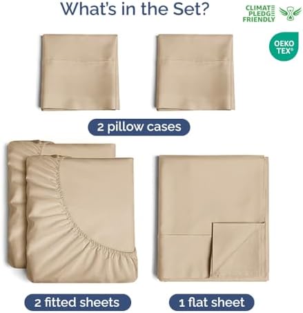 Split King 5 Piece 100% Cotton Sheet Set - 400 Thread Count Sateen