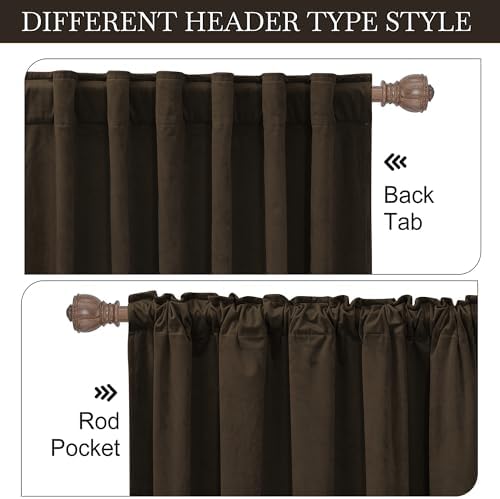 RYB HOME Velvet Room Darkening Curtains for Living Room 72 inches Long