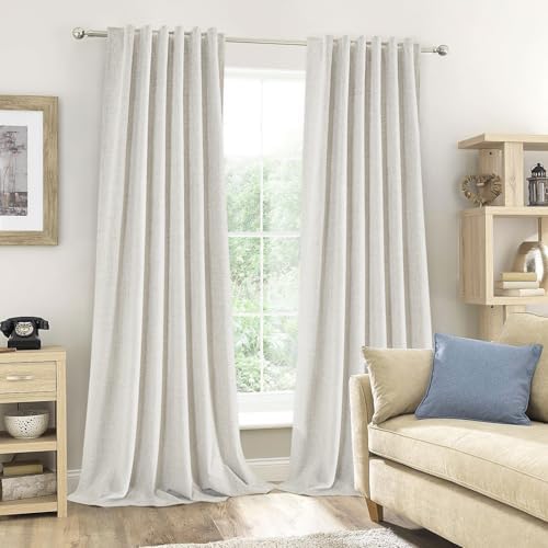 PANGSINNE Linen Blend 100% Blackout Curtains 120 Inch Length - 2