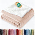 Sherpa Fleece Blanket Throw XL - Reversible Blanket - Rosewater, 50" x