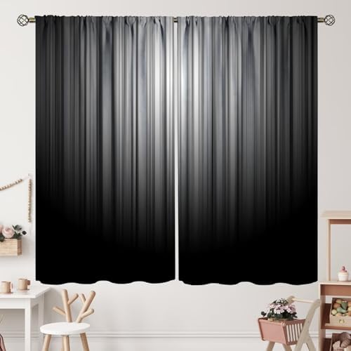 Black and Grey Curtains White Gray Ombre Trendy Simple Silver Abstract