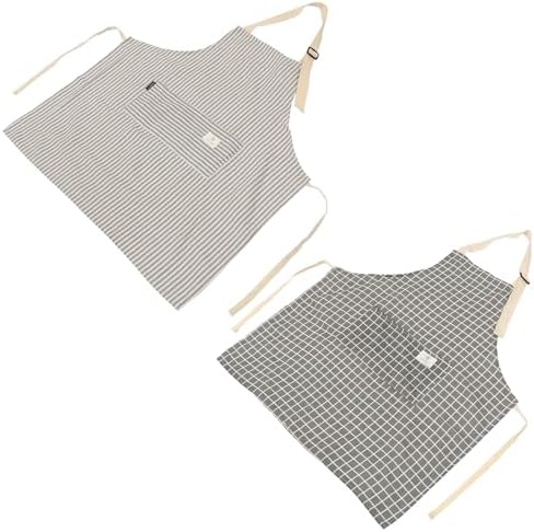 BESPORTBLE 2Pcs Fashion Kitchen Apron with Pocket, Cotton Linen