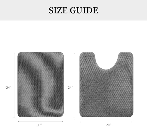 YIHOUSE Bathroom Rugs Set 2 Piece, Extra Soft Absorbent Chenille Bath