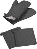 Oven Mitts + Pot Holders 100% Cotton Heat Resistant Oven Gloves