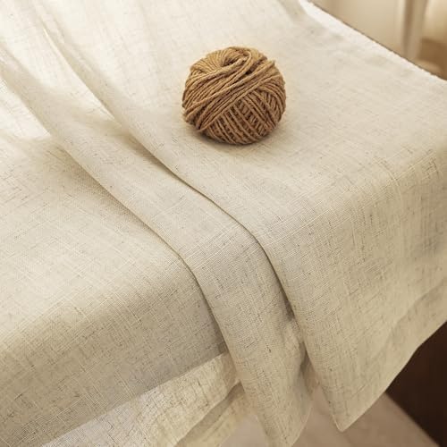 Faux Linen Beige Curtains 84 Inches Long for Living Room Rustic