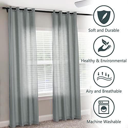 Macochico Linen Blend Curtains for Living Room,50W x 63L Grey Curtain